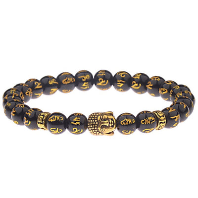 Women's Retro Tibetan Black Beads Carve Mantra Om Mani Amulet Bracelet Men  Vintage Buddhist Meditation Jewelry AB285